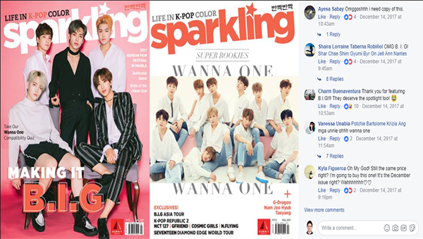 「Sparkling(반짝반짝)」을 기다리는 필리핀 팬들의 반응, 사진 출처 - www.facebook.com/sparklingmag/ 