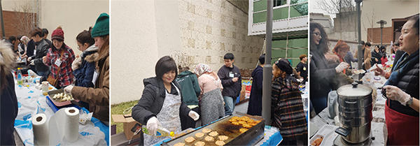한국의 대표 간식들과 김치를 활용한 음식들을 선보이고 있는 앙카라 한인회 회원 교민들