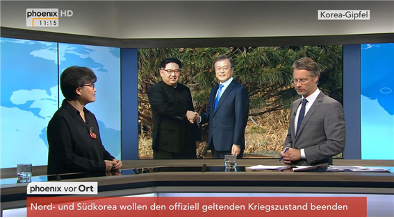 독일 방송에 출연해 남북정상회담을 분석하고 있는 이은정 베를린 자유대 한국학연구소장