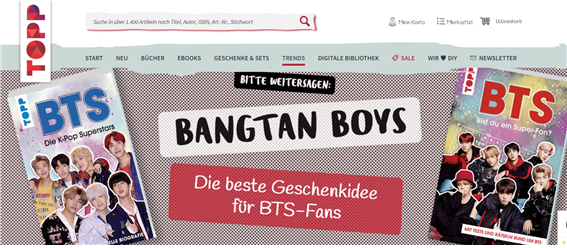 독일 출판사가 펴낸 BTS 프로필 책과 퀴즈 책 – 출처 : topp-kreativ.de