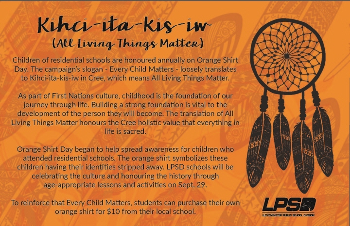  키치이타키시위, "Kihci-ita-kis-iw"는 캐나다 중부지역의 원주민 Cree언어로 뜻을 번역하면 "모든 생물은 중요하다." 사진 출처: 알버타주 LloydminsterPublic School Division