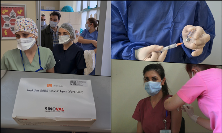 1월 14일 터키 의료 종사자들의 시노백 백신 접종 장면 – 출처 : 통신원 촬영