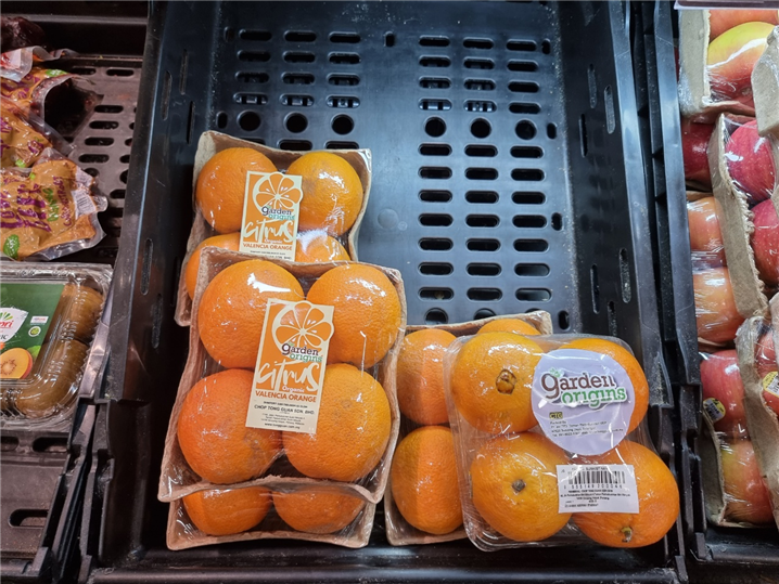 <프리미엄 슈퍼마켓에서 볼 수 있는 유기농 오렌지>