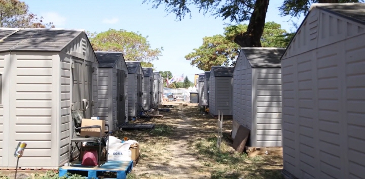 미국 하와이주 오아후섬에 마련된 노숙인 전용 입소 시설의 모습