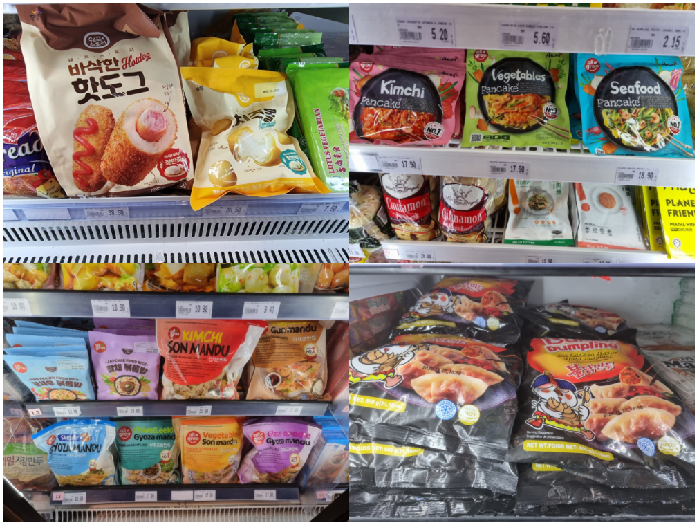 <현지 대형마트에서 판매하는 한국 냉동식품 - 출처: 통신원 촬영>