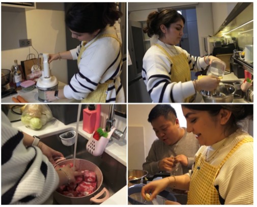 < 김아람솔 씨 아내 일크 누르 씨가 소꼬리찜을 요리하는 모습 - 출처: 통신원 촬영 >