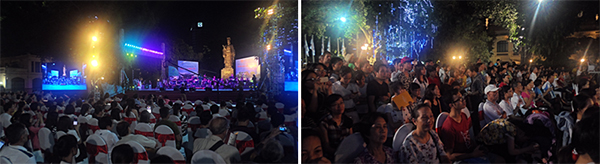 서울시 청소년 국악단의 전통음악 연주를 듣는 베트남 사람들과 관광객들: 통신원 촬영