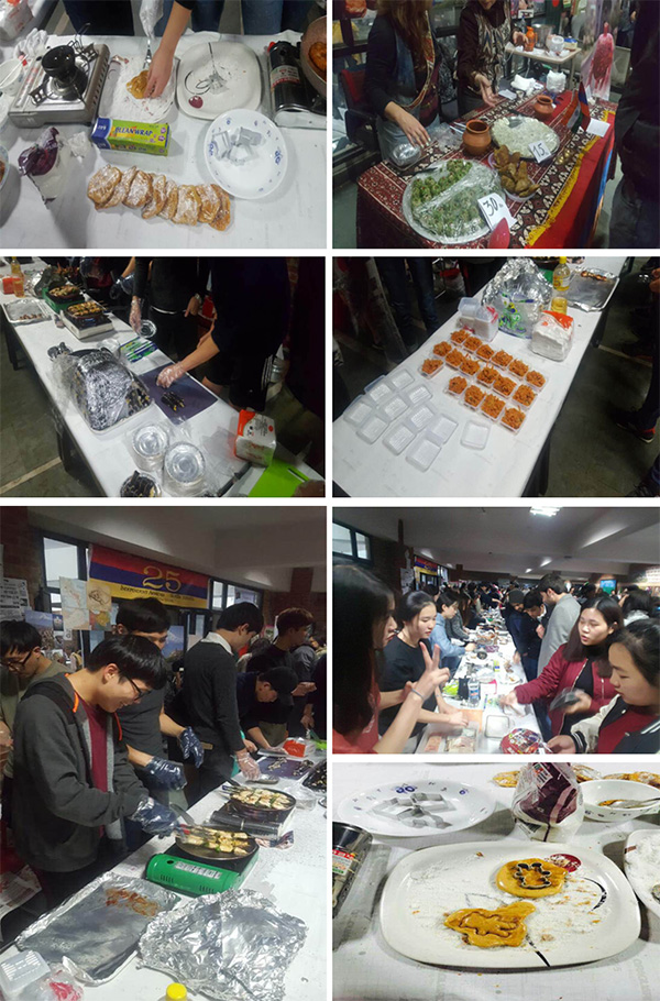 행사장에 준비되어 있는 한국음식들