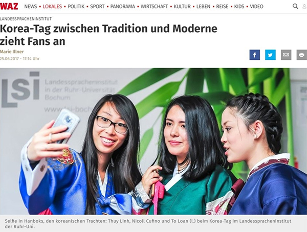 독일에서 가장 큰 지역신문인 'WAZ'에서 보도된 '한국의 날' 행사